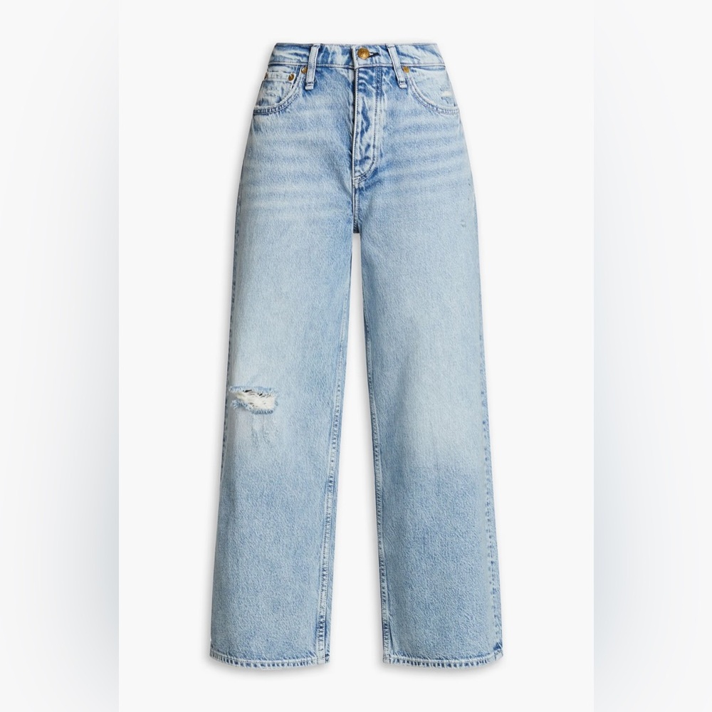 Rag & Bone Malvern Light Blue Cropped Jeans distressed high-rise wide-leg Sz 24